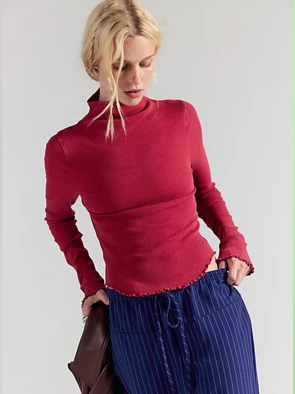 NWT Free People The Aria Turtleneck in Wild Berry